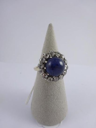 Bague marguerite en or jaune (750) et argent...