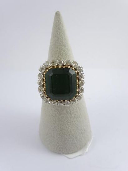 Bague en filins d'or jaune (750) et platine...