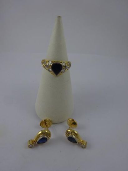 Demi parure en ors jaune et gris (750) comprenant...