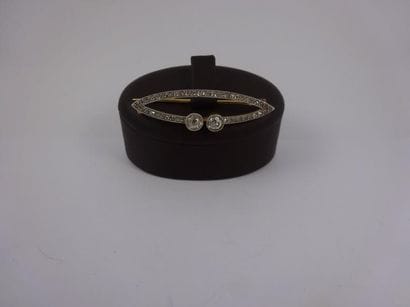 Broche en or jaune (585) et platine (950)...