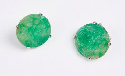 Paire de clips d'oreille en métal à décor...