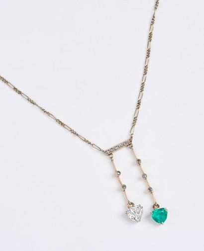 Collier dit négligé en or gris (750) à maille...