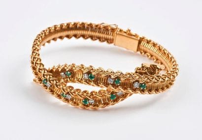 Bracelet en or jaune (750) à maille souple...