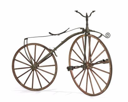Vélocipède de type Michaux en fer forgé,...