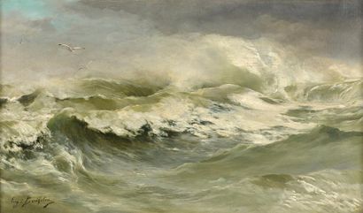 EUGÈNE BERTHELON (1830-1914)
Mer agitée.
Huile...