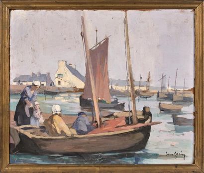 Louis GARIN (1888-1959)
Le départ du port.
Gouache...