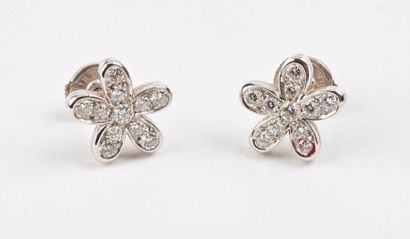 Paire de boutons d'oreilles en or gris (750)...