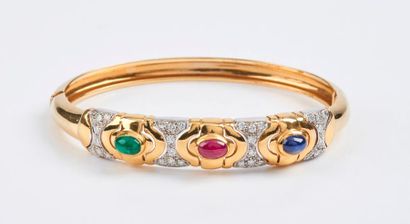 Bracelet demi-jonc rigide ouvrant en ors...