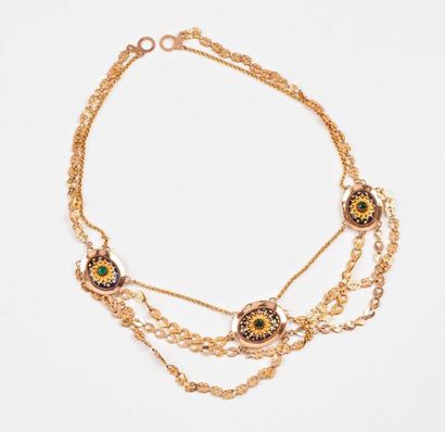 Collier draperie en or jaune (750) à maille...