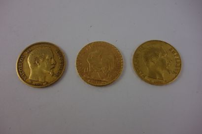 Ensemble de trois pièces de 20 Francs en...