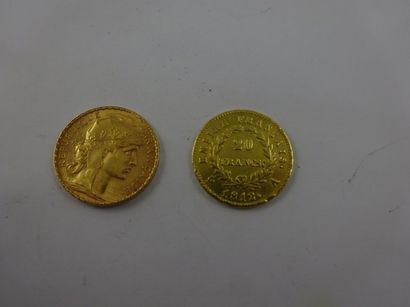 Lot comprenant : 

- une pièce 20 Francs...