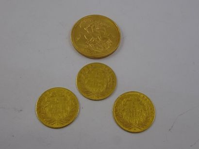 Lot de pièces en or jaune comprenant : 

-...