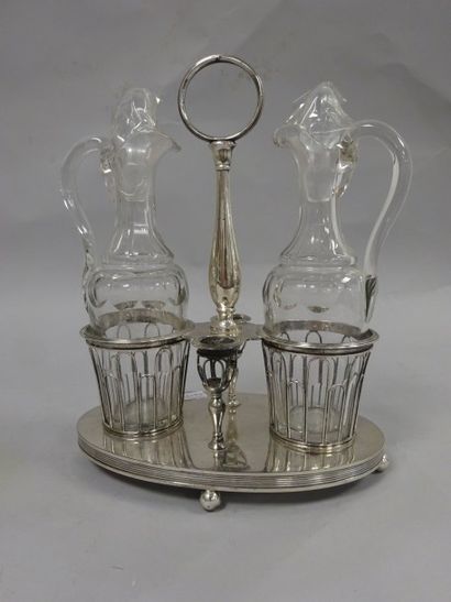 Monture d'huilier vinaigrier en argent (950),...