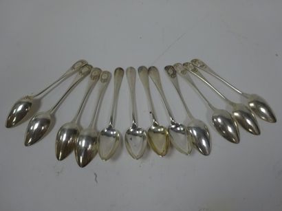 12 petites cuillers en argent (925), modèle...