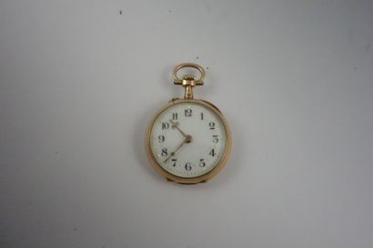 Montre de col en or jaune (750). 

Revers...