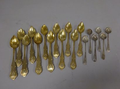 12 cuillers à thé en vermeil (925), modèle...