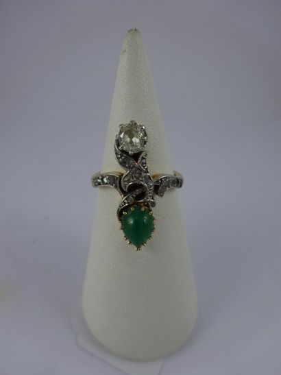 Bague en or jaune et gris (750) ornée d'une...