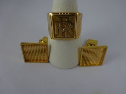 Lot de boutons de manchette en or jaune (750)...