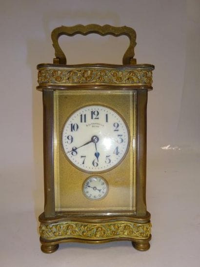 Pendulette d'officier à cage en laiton et...