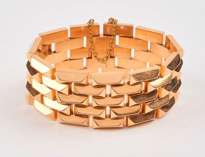 Large bracelet en or jaune (750) à maillon...