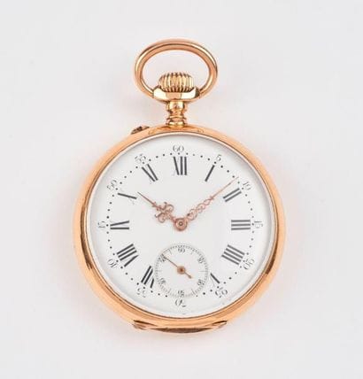 Montre de gousset en or jaune (750).

Cadran...