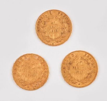 FRANCE

Trois pièces de 20 Fr or Napoléon...