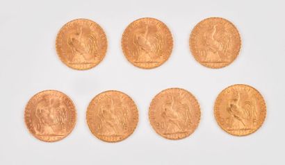 FRANCE

Sept pièces de 20 Fr or 