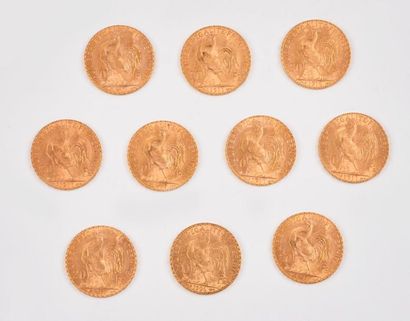 FRANCE

Dix pièces de 20 Fr or 