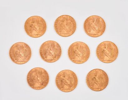 FRANCE

Dix pièces de 20 Fr or 