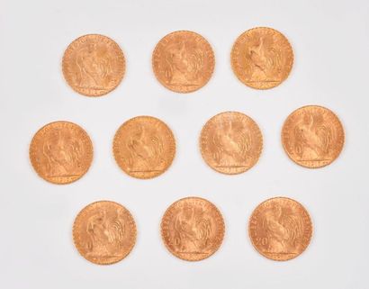 FRANCE

Dix pièces de 20 Fr or 