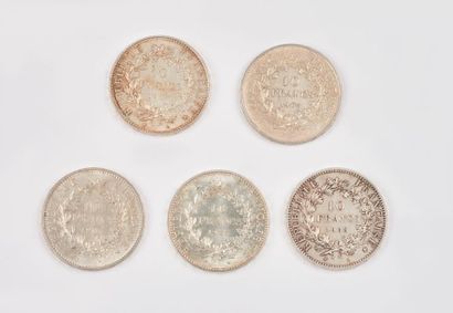 FRANCE

Cinq pièces de 50 Fr argent 