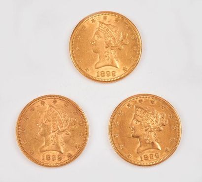 U.S.A

Trois pièces de 10 dollars or. 1899....