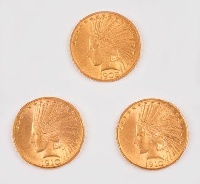 U.S.A

Trois pièces de 10 dollars or. Profil...
