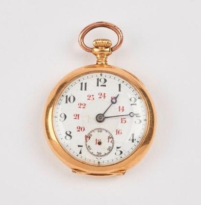 Montre de col en or jaune (750).

Cadran...