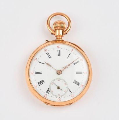 Montre de gousset en or jaune (750).
Cadran...