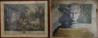 Trois pièces encadrées :
- le repas italien,...