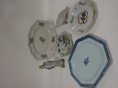 Lot de faïences françaises polychromes :
-...