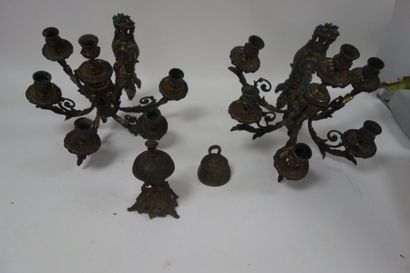 Paire d'appliques en bronze avec bouquet...