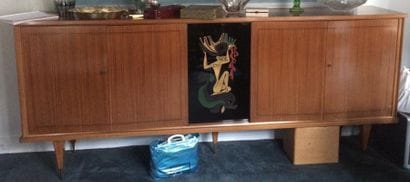 Long meuble buffet en bois et bois de placage,...