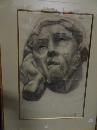 Deux dessins au fusain :

- GUILLEMANT

Tête...