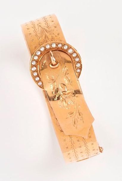 Bracelet rigide ouvrant en or jaune (750)...