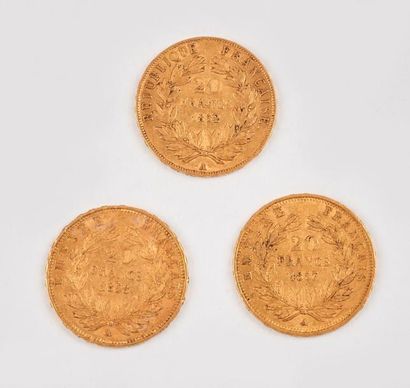 FRANCE

Trois pièces de 20 Fr or Napoléon...