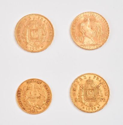 FRANCE

Lot de 4 pièces en or :

- 3 x 20...