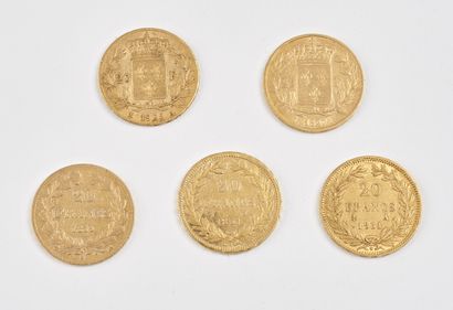 Cinq pièces de 20 Francs or.

- Charles X.

1825...