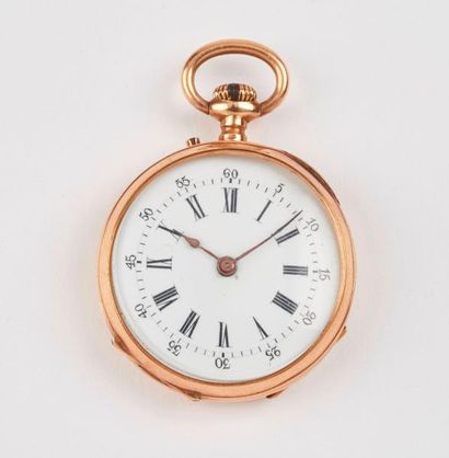 Montre de col en or jaune (750).

Cadran...
