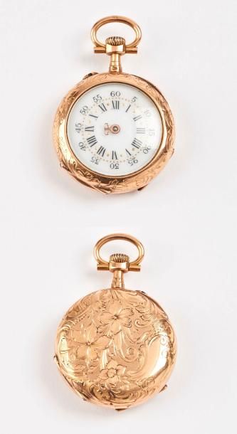 Montre de col en or jaune (750).

Cadran...