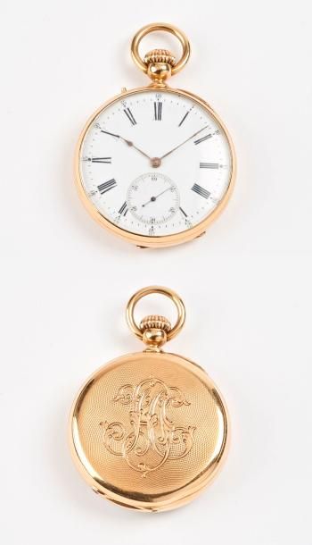 Montre de gousset en or jaune (750).

Cadran...