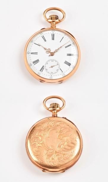 Montre de gousset or jaune (750).

Cadran...