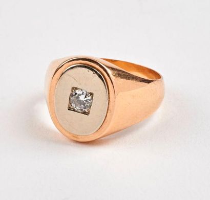Bague chevalière en ors jaune et gris (750)...