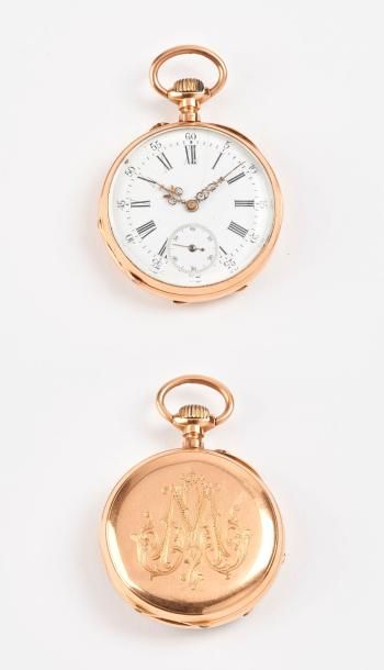 Montre de gousset en or jaune (750).

Cadran...